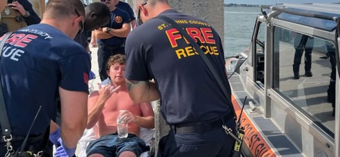 Man rescued from partially submerged boat after more than 24 hours at sea off coast of Florida