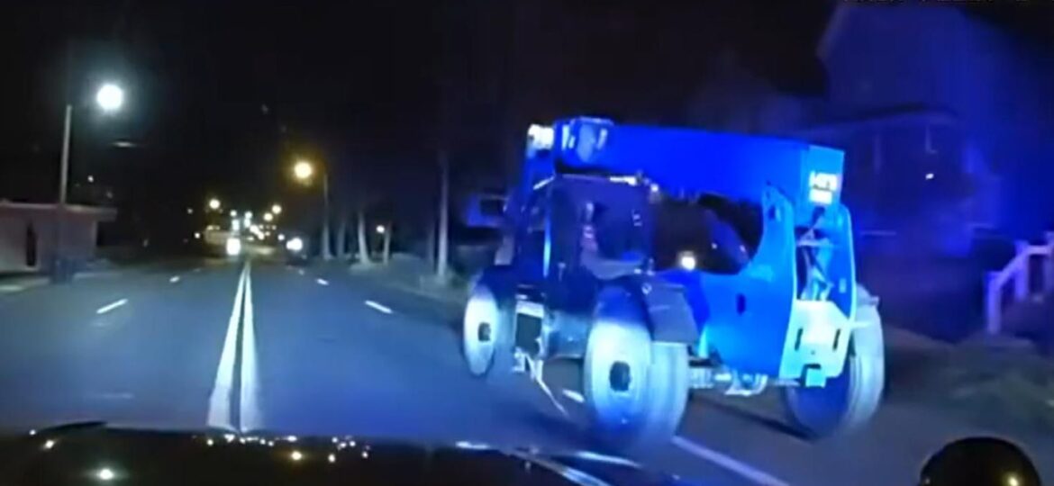 Child driving stolen forklift truck hits 10 cars during police chase in Michigan