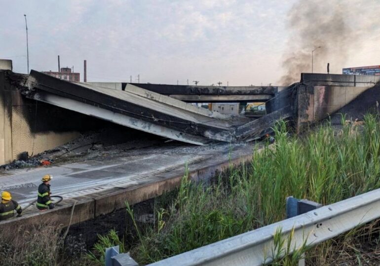 I-95 in Philadelphia: Part of key US highway used by 160,000 vehicles a day collapses after tanker catches fire